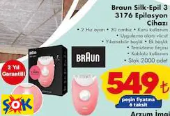 BRAUN SİLK-EPİL 3 3176 EPİLASYON CİHAZI BRAUN SİLK-EPİL 3 3176 EPİLASYON CİHAZI